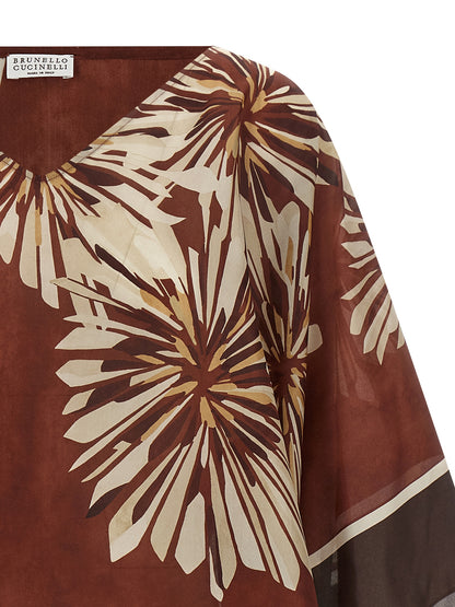 Brunello Cucinelli Bordeaux Silk Blouse