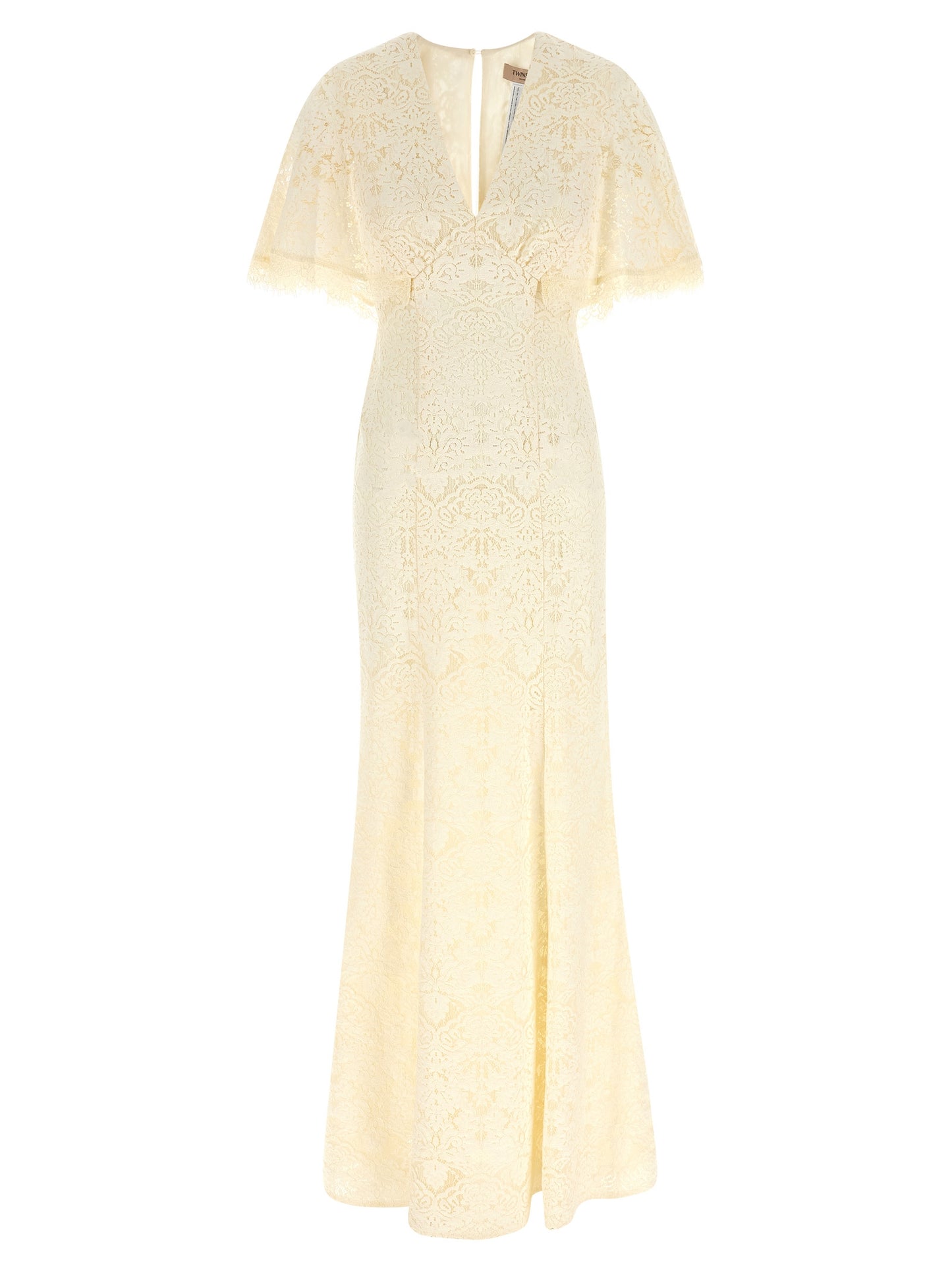 Twinset Women's Mermaid V Neck Polyamide Cotton & Viscose Dress - White