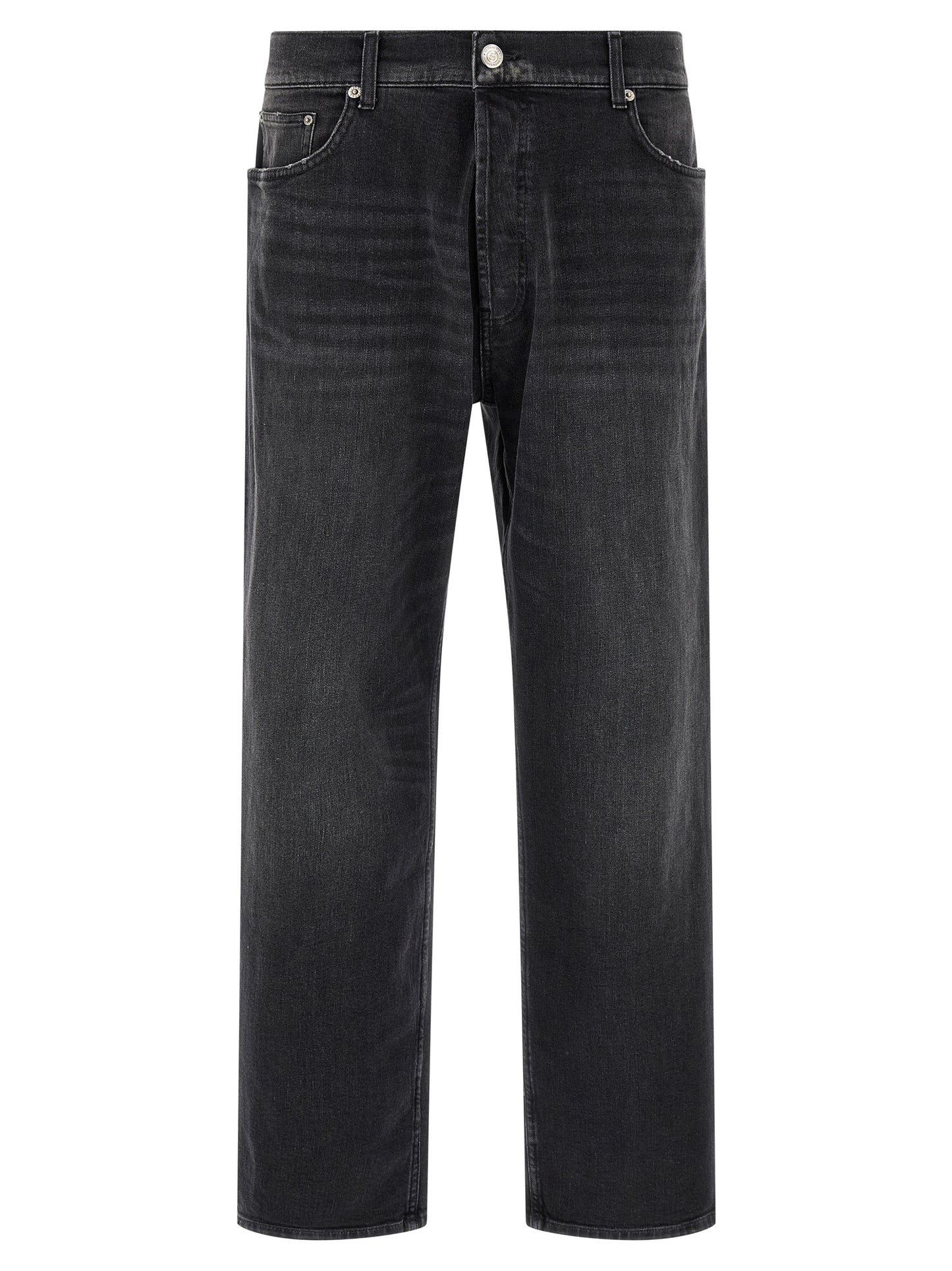 Jeans by Department 5 for men in stretch denim cotton black presents a refined pantology silhouette, artfully defined by a refined pantology straight-leg, wide & cropped, cropped, and a sophisticated .