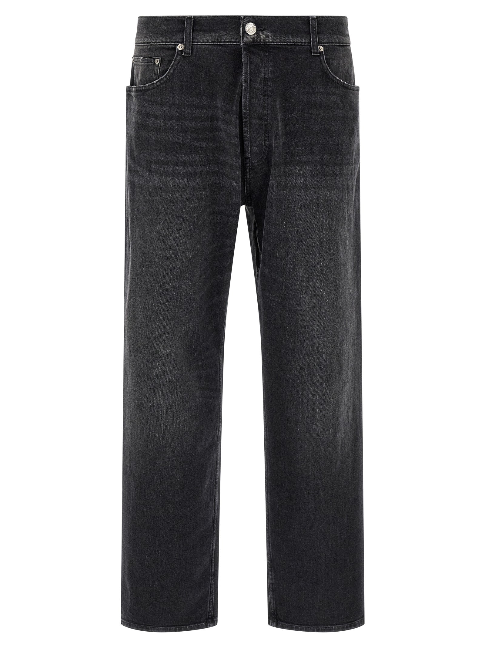 Jeans by Department 5 for men in stretch denim cotton black presents a refined pantology silhouette, artfully defined by a refined pantology straight-leg, wide & cropped, cropped, and a sophisticated .