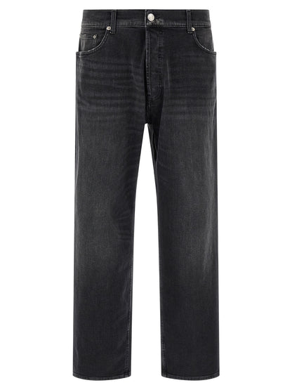 Jeans by Department 5 for men in stretch denim cotton black presents a refined pantology silhouette, artfully defined by a refined pantology straight-leg, wide & cropped, cropped, and a sophisticated .