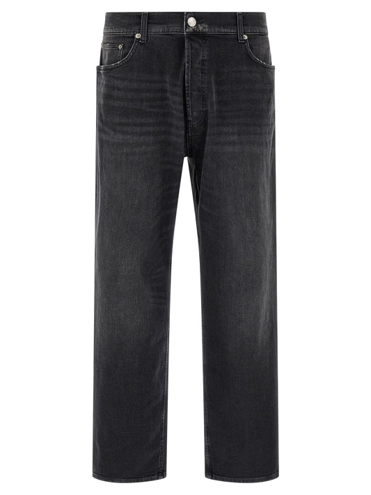Jeans by Department 5 for men in stretch denim cotton black presents a refined pantology silhouette, artfully defined by a refined pantology straight-leg, wide & cropped, cropped, and a sophisticated .