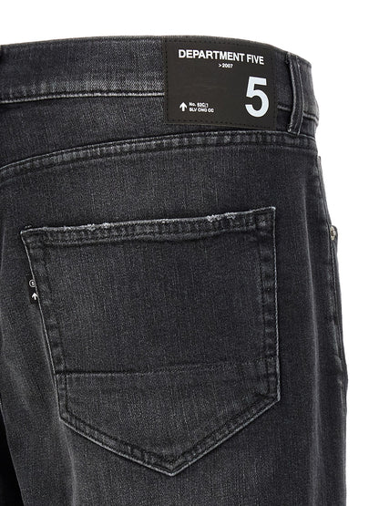 Jeans by Department 5 for men in stretch denim cotton black presents a tailored silhouette, showcasing a tailored straight-leg, wide & cropped and cropped cut with a refined for a truly tailored aesthetic.