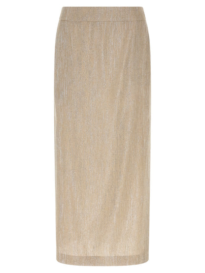 Skirt by Peserico for women in line poly cotton & viscose beige features a contoured silhouette from the Women's Straight Line Poly Cotton & Viscose Skirt collection, characterized by its contoured midi for a contoured finish.
