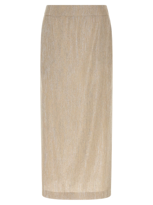 Skirt by Peserico for women in line poly cotton & viscose beige features a contoured silhouette from the Women's Straight Line Poly Cotton & Viscose Skirt collection, characterized by its contoured midi for a contoured finish.