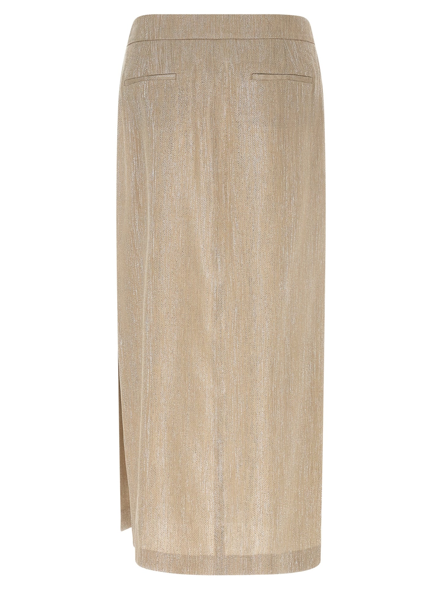 Skirt by Peserico for women in line poly cotton & viscose beige showcases a dramatic silhouette, artfully capturing the essence of the Women's Straight Line Poly Cotton & Viscose Skirt in a dramatic midi cut for a refined look.