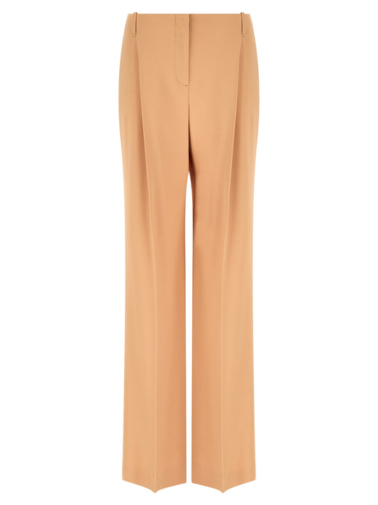 Trousers by Ermanno Scervino for women in acetate & viscose beige presents a perennial silhouette, meticulously tailored with a wide cut, long finish, and an elegant low rise.