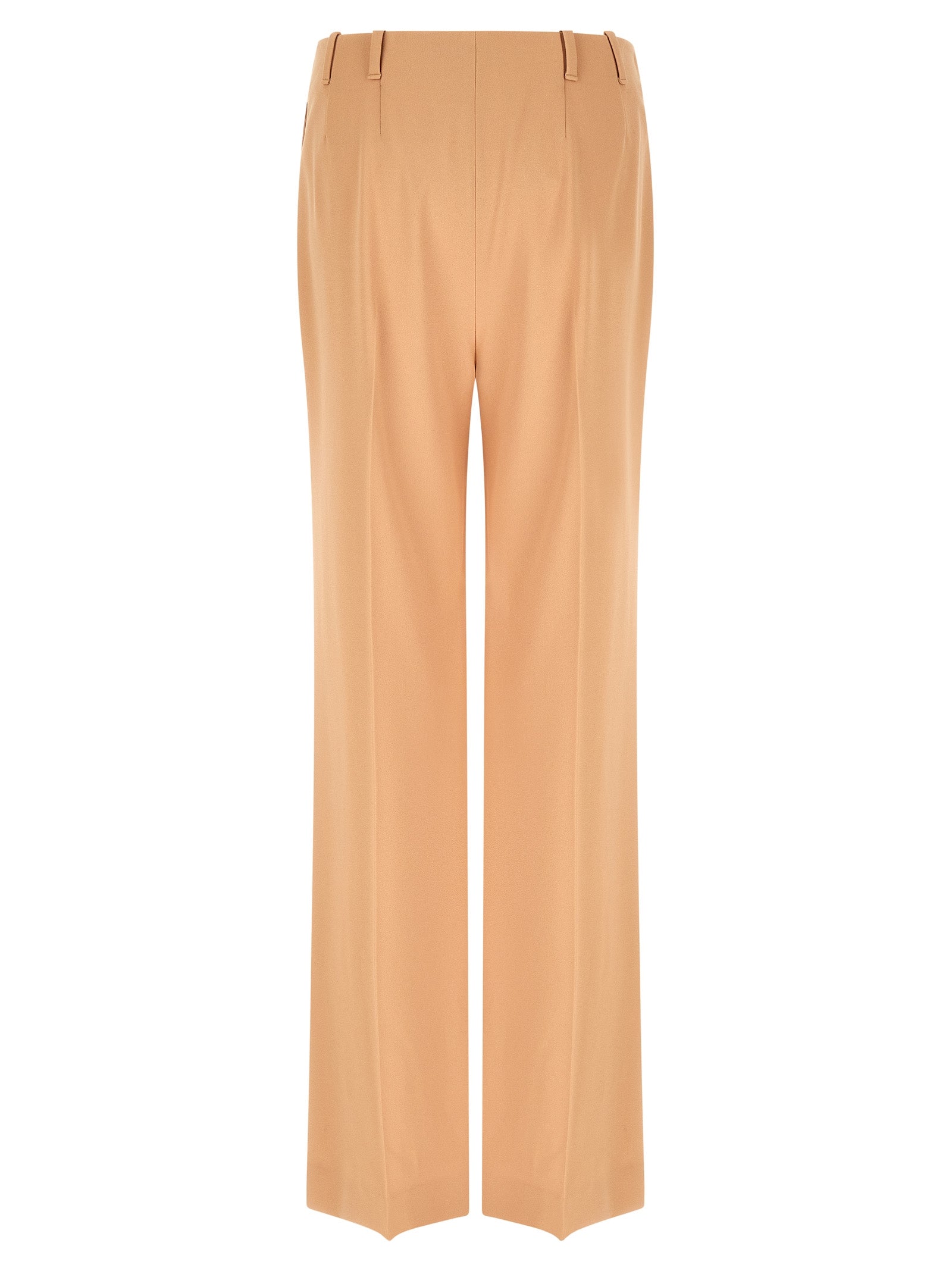 Trousers by Ermanno Scervino for women in acetate & viscose beige features a artisanal silhouette, showcasing a sophisticated wide with a long and low rise for a artisanal finish.