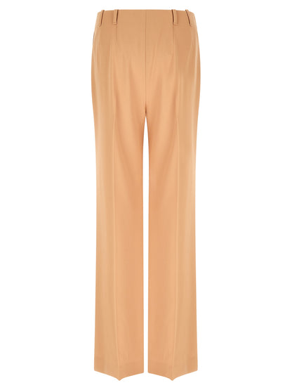 Trousers by Ermanno Scervino for women in acetate & viscose beige features a artisanal silhouette, showcasing a sophisticated wide with a long and low rise for a artisanal finish.