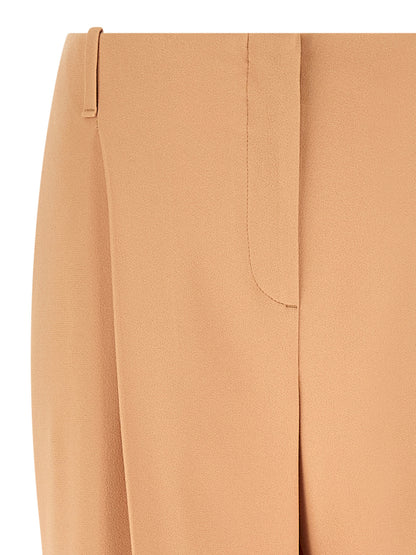 Trousers by Ermanno Scervino for women in acetate & viscose beige features a tailored silhouette with a tailored wide, defined by its long and a sophisticated low rise.