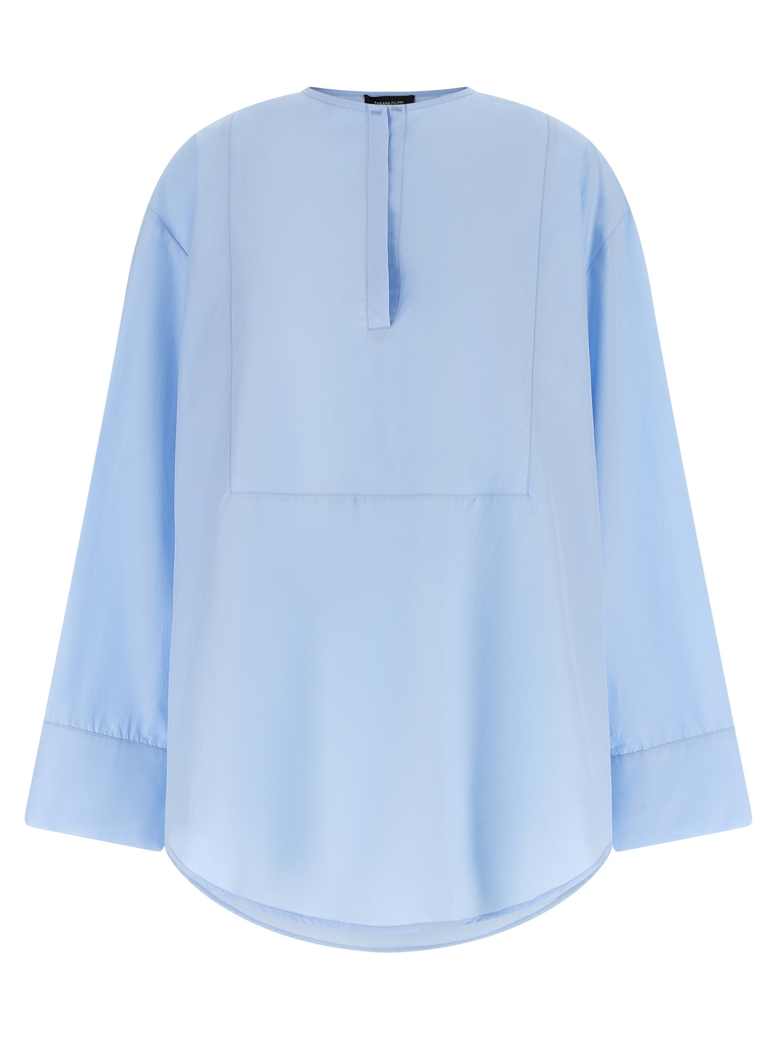Blouse by Fabiana Filippi for women in cotton light-blue presents a discerning silhouette, showcasing a sophisticated v-neck neckline and for a truly discerning finish.