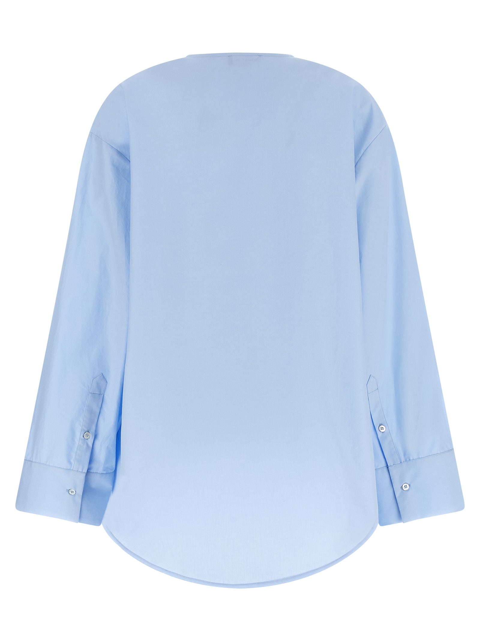 Blouse by Fabiana Filippi for women in cotton light-blue, featuring a nuanced and nuanced v-neck neckline for a sophisticated finish.