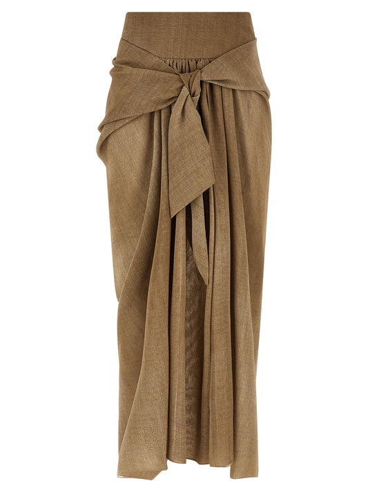 Ermanno Scervino Women's Denim Asymmetrical & Polyester Skirt - Beige Sand Print