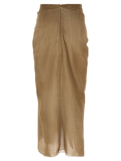 Ermanno Scervino Women's Denim Asymmetrical & Polyester Skirt - Beige Sand Print