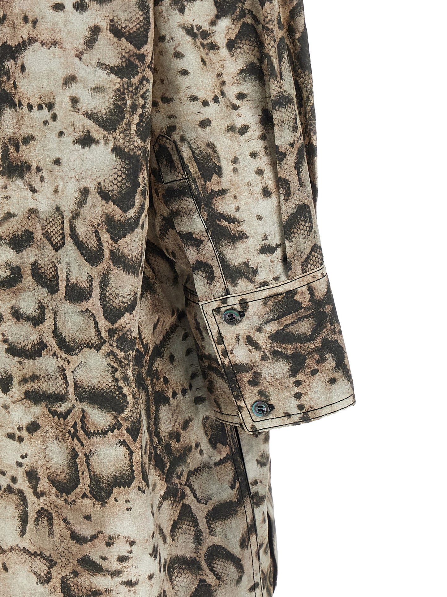 Dress by PINKO for women in cotton gray & print features a dramatic silhouette, showcasing an elegant and that flows into a dramatic short mini.