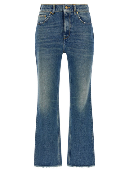 Golden Goose Women's Flared High Rise Denim Cotton Jeans - Blue