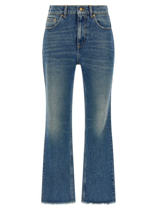 Golden Goose Women's Flared High Rise Denim Cotton Jeans - Blue