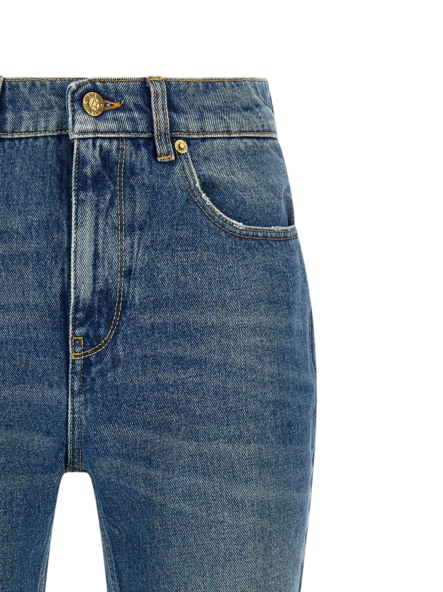 Golden Goose Women's Flared High Rise Denim Cotton Jeans - Blue