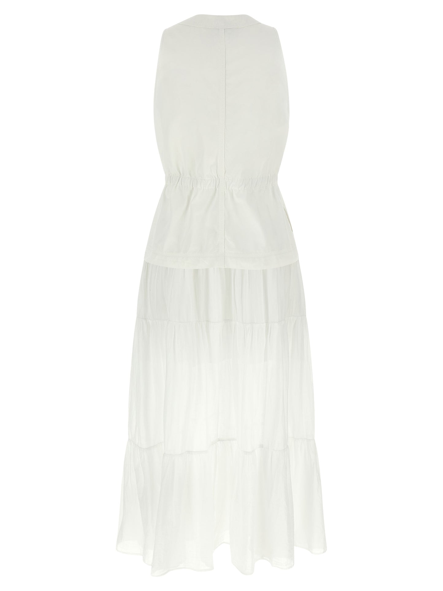 Dress by PINKO for women in cotton white features an magnificent silhouette, artfully detailed with a magnificent v-neck neckline and that flows into an magnificent long.