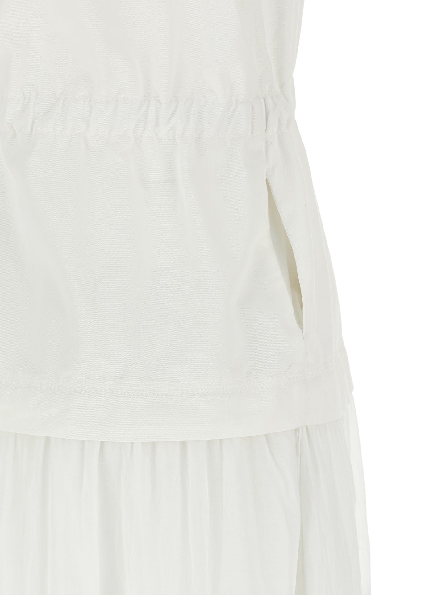 Dress by PINKO for women in cotton white features an sultry silhouette defined by a v-neck neckline and , falling to an sultry long for a sultry look.
