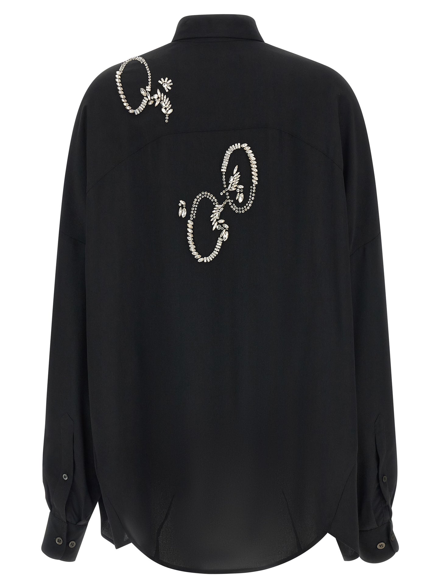 Dries Van Noten Women's Long-Sleeve Polyester & Crystal Blouse - Black
