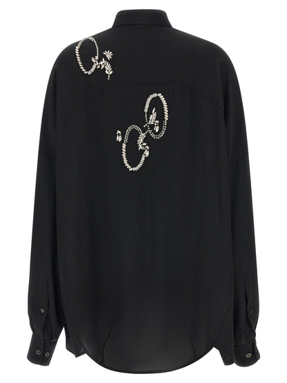 Dries Van Noten Women's Long-Sleeve Polyester & Crystal Blouse - Black