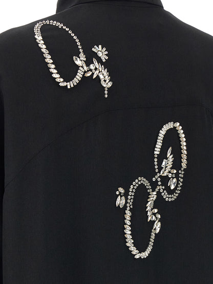 Dries Van Noten Women's Long-Sleeve Polyester & Crystal Blouse - Black