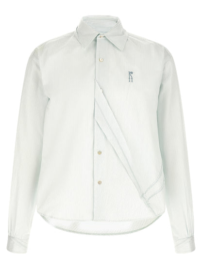 Blouse by Kiko Kostadinov for men in cotton bicolour, green, pearl & striped presents a discerning silhouette, showcasing a sophisticated and long-sleeve for a truly discerning finish.