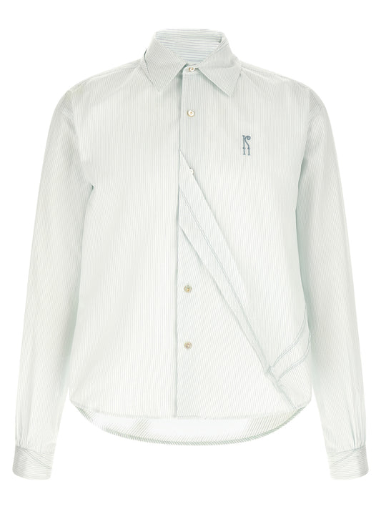 Blouse by Kiko Kostadinov for men in cotton bicolour, green, pearl & striped presents a discerning silhouette, showcasing a sophisticated and long-sleeve for a truly discerning finish.