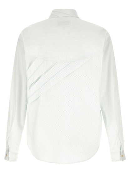 Blouse by Kiko Kostadinov for men in cotton bicolour, green, pearl & striped showcases a sharp silhouette, elegantly detailed with a sharp and sharp .
