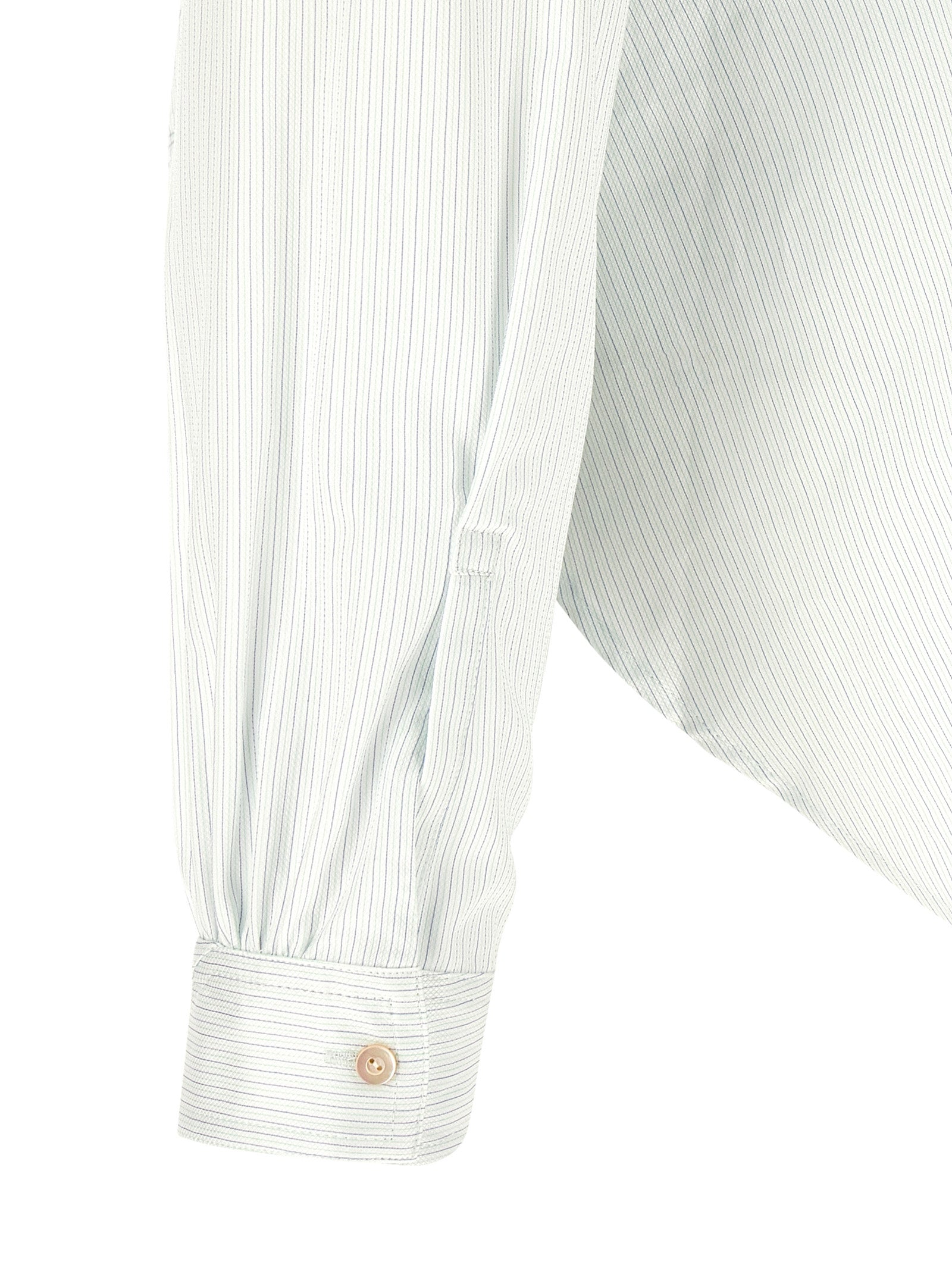 Blouse by Kiko Kostadinov for men in cotton bicolour, green, pearl & striped features an architectural silhouette with a refined and elegant for a architectural look.