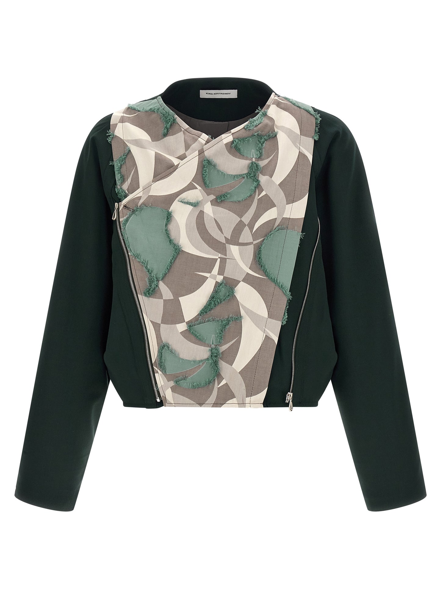 Kiko Kostadinov Men's Blouson V Neck Virgin Wool Windbreaker Jacket - Multicolor Patterned