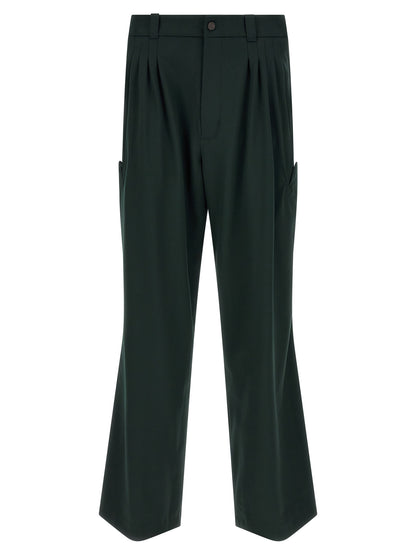 Kiko Kostadinov Men's Straight Leg Wide Virgin Wool Trousers - Bicolour Green
