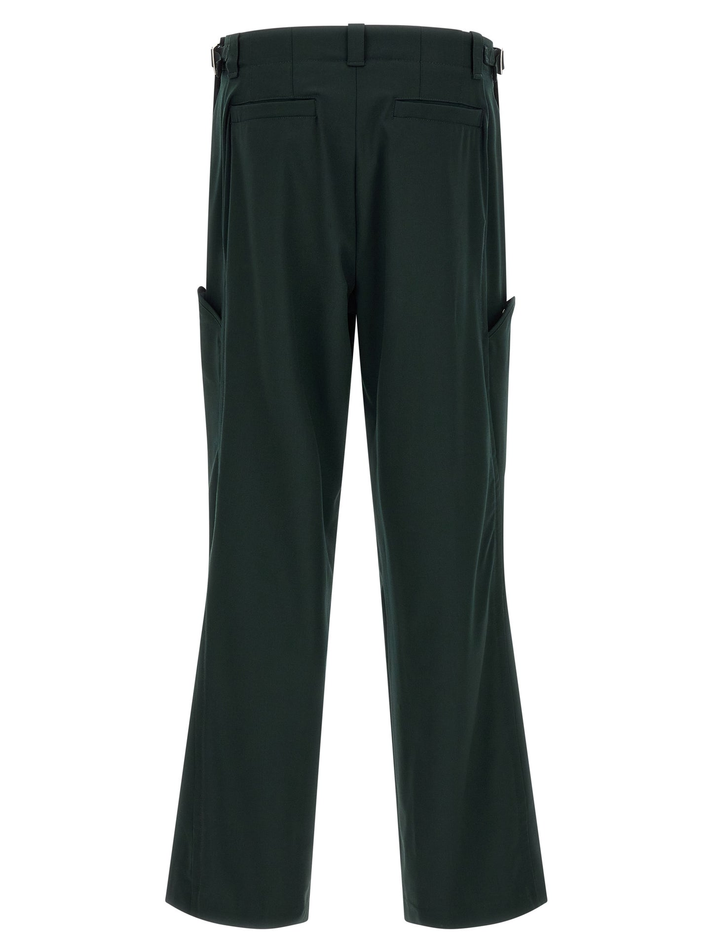 Kiko Kostadinov Men's Straight Leg Wide Virgin Wool Trousers - Bicolour Green