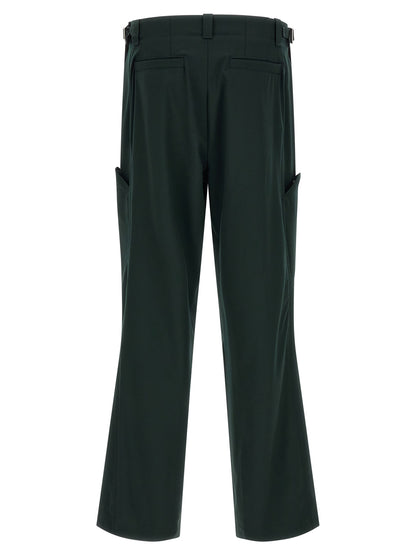 Kiko Kostadinov Men's Straight Leg Wide Virgin Wool Trousers - Bicolour Green