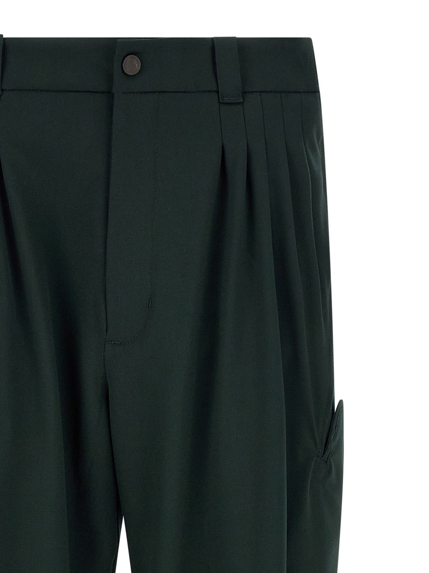 Kiko Kostadinov Men's Straight Leg Wide Virgin Wool Trousers - Bicolour Green