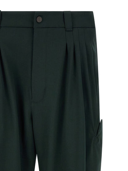 Kiko Kostadinov Men's Straight Leg Wide Virgin Wool Trousers - Bicolour Green