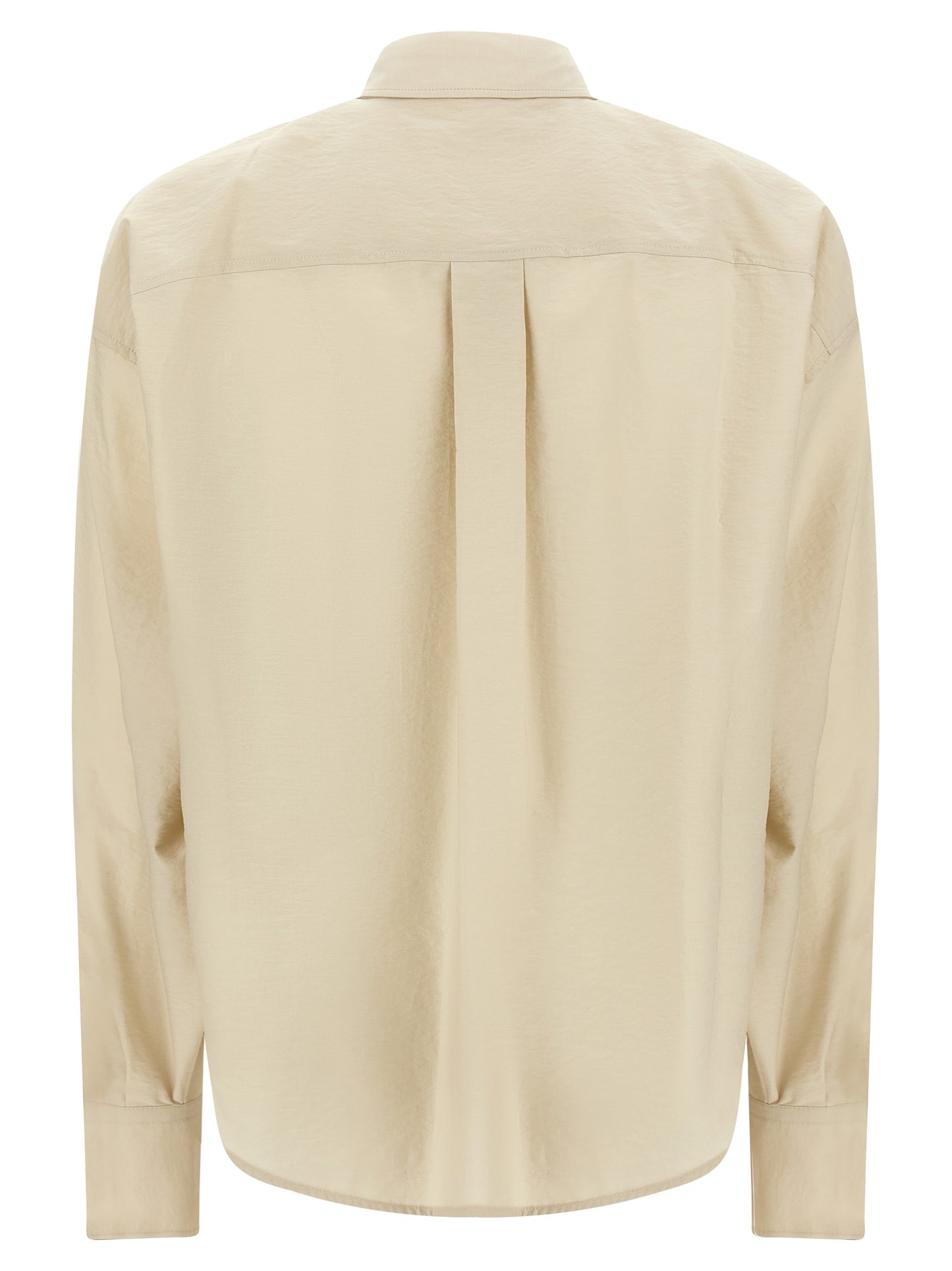 Blouse by Brunello Cucinelli for women in polyamide cotton & sequins beige & pearl showcases a sublime silhouette, artfully detailed with a sublime and for a sophisticated, sublime finish.