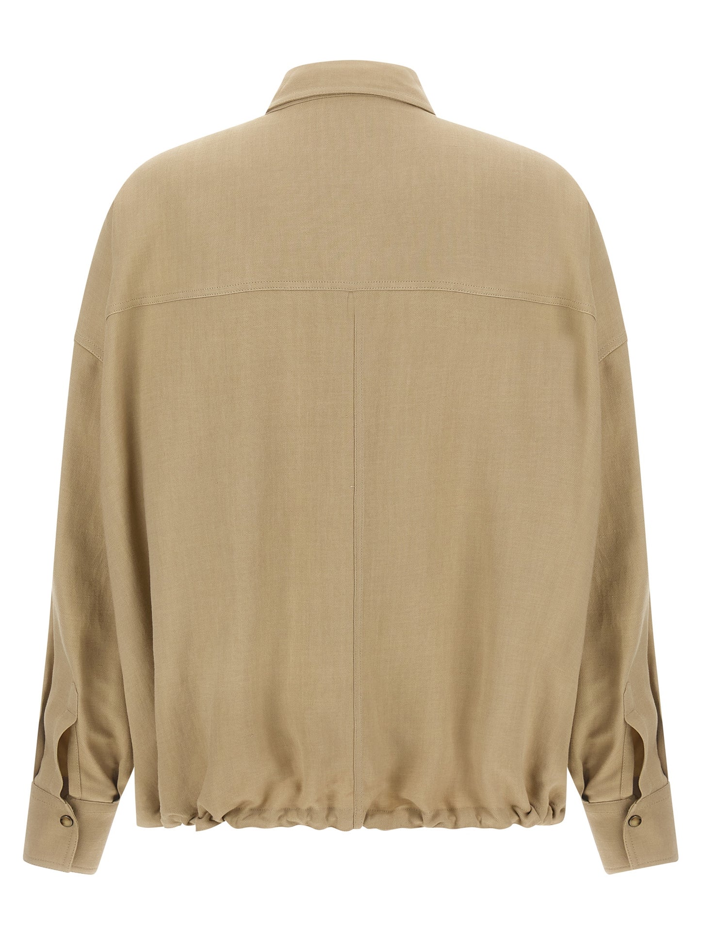 Blouse by Brunello Cucinelli for women in linen & viscose beige presents a discerning silhouette, showcasing a sophisticated and for a truly discerning finish.