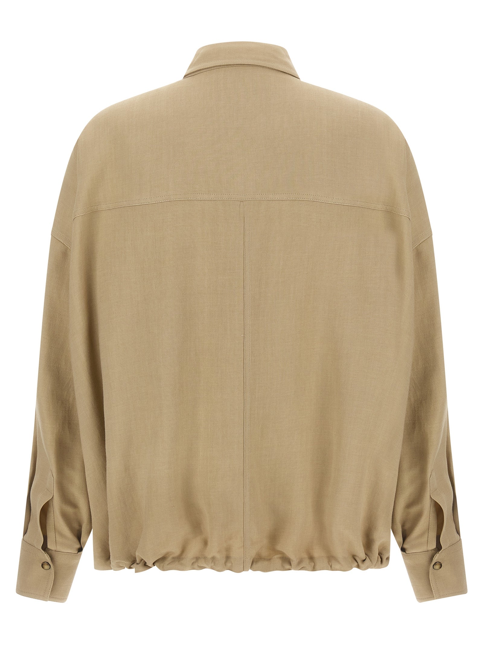 Blouse by Brunello Cucinelli for women in linen & viscose beige presents a discerning silhouette, showcasing a sophisticated and for a truly discerning finish.