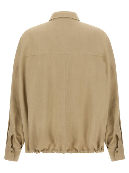 Blouse by Brunello Cucinelli for women in linen & viscose beige presents a discerning silhouette, showcasing a sophisticated and for a truly discerning finish.