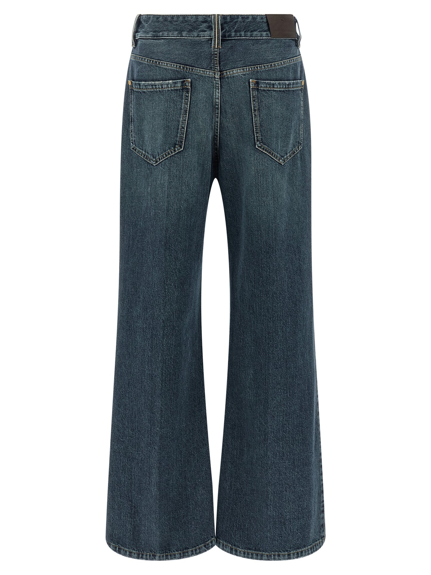 Jeans by Brunello Cucinelli for women in cotton denim blue & signature features a refined silhouette with a refined flared, regular-fit & wide, defined by a and a refined long for a refined finish.