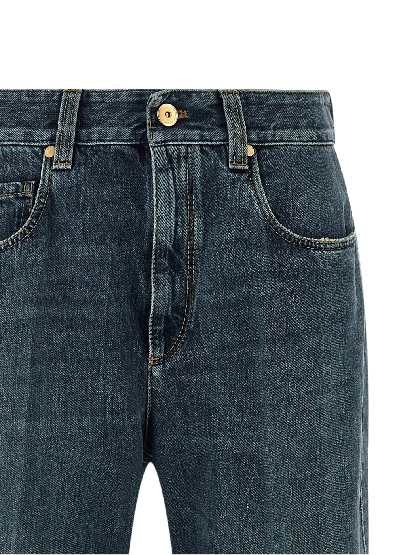 Jeans by Brunello Cucinelli for women in cotton denim blue & signature presents a tailored silhouette, showcasing a tailored flared, regular-fit & wide and long cut with a refined for a truly tailored aesthetic.