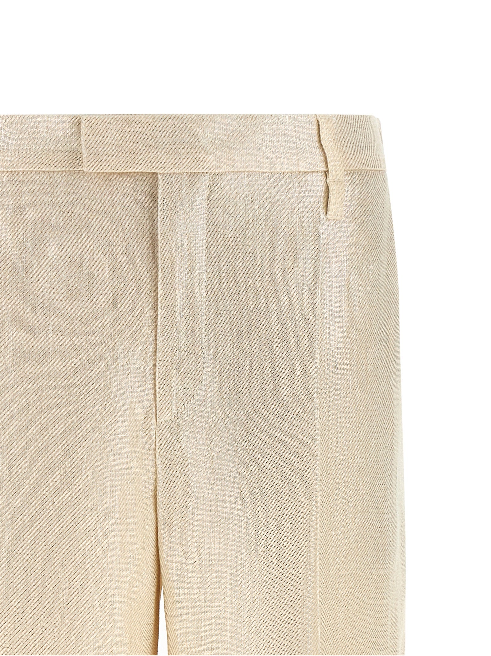 Trousers by Brunello Cucinelli for women in linen gold & signature presents a perennial silhouette, meticulously tailored with a straight-leg & wide cut, long finish, and an elegant .