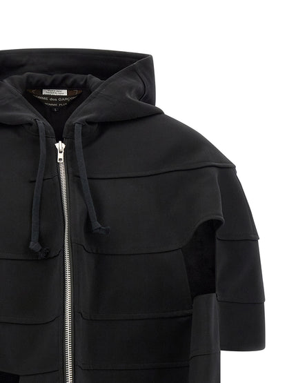 Comme Des Garçons Men's Cupro Wool Hooded Windbreaker Jacket - Black