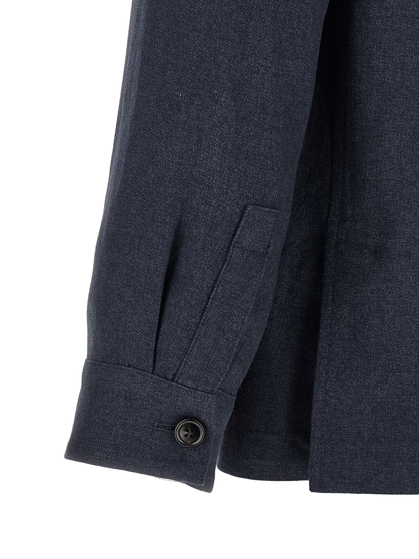 Overcoat by ZEGNA for men in linen wool & leather blue & signature presents a luxurious silhouette, showcasing a luxurious and sophisticated pockets for a premium, luxurious look.