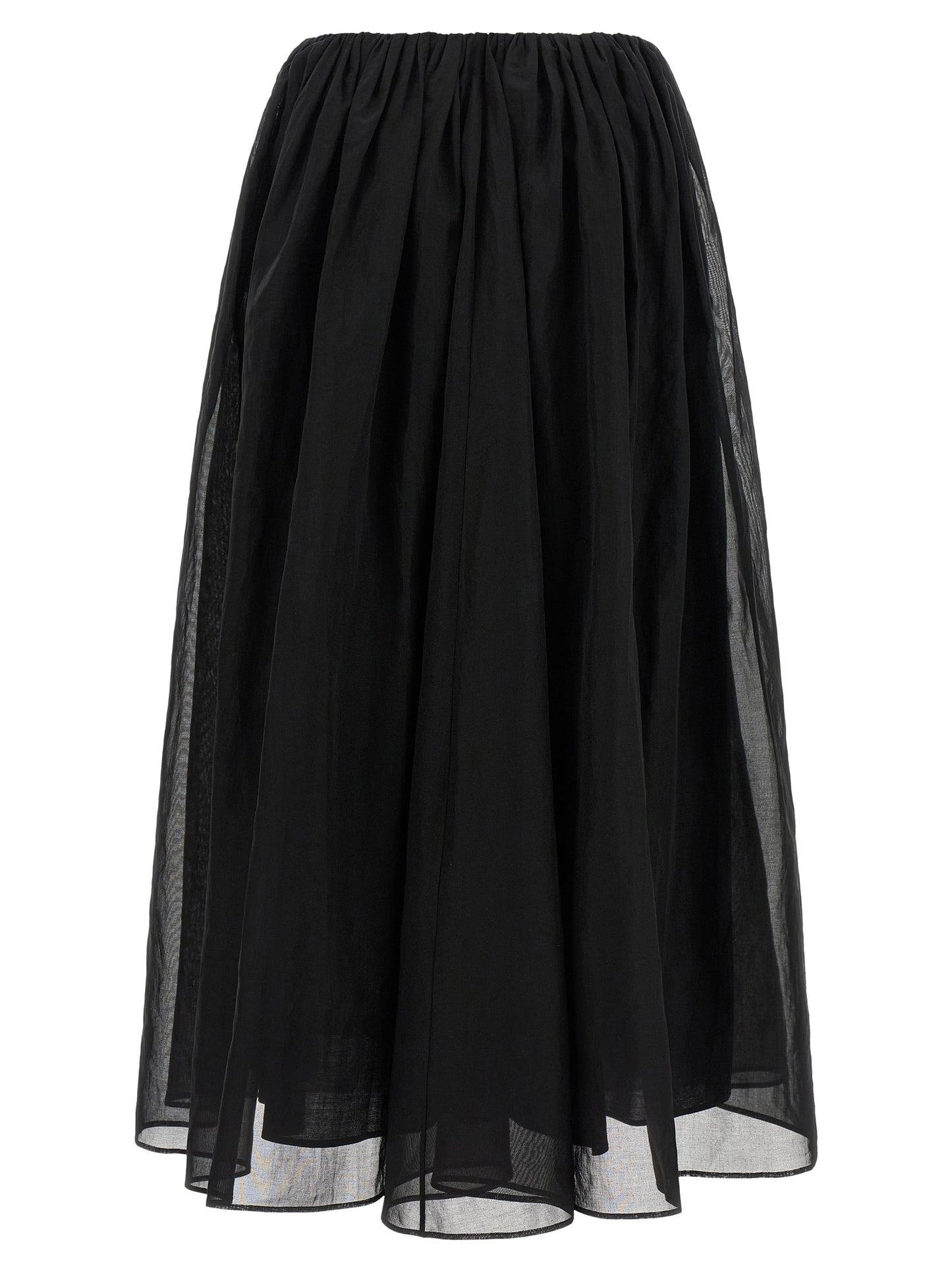 Skirt by Brunello Cucinelli for women in cotton black & transparent features an relaxed-yet-refined silhouette that elegantly showcases the Women's Flared Cotton Mini Skirt design and sophisticated mini.