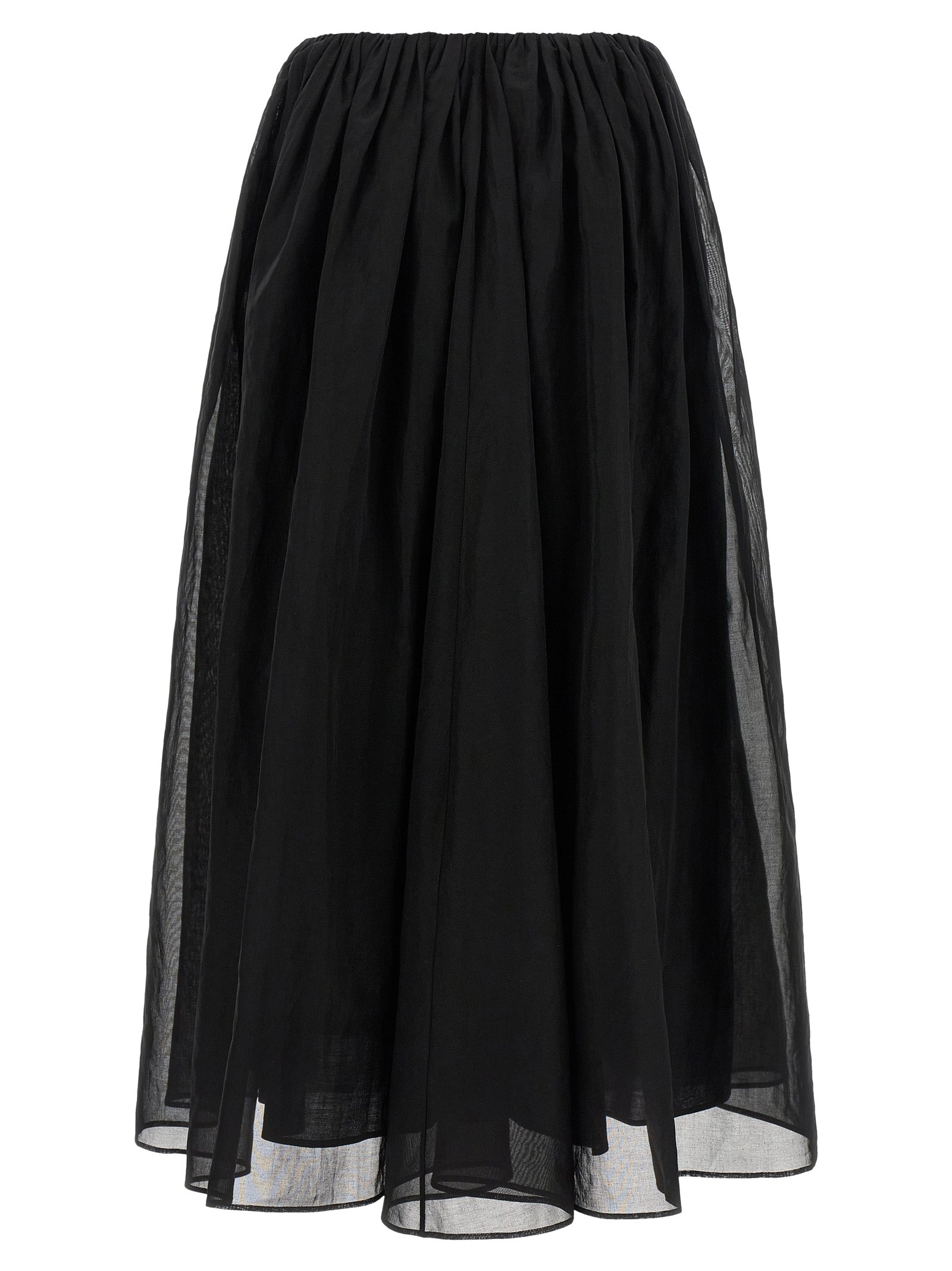 Skirt by Brunello Cucinelli for women in cotton black & transparent features an relaxed-yet-refined silhouette that elegantly showcases the Women's Flared Cotton Mini Skirt design and sophisticated mini.