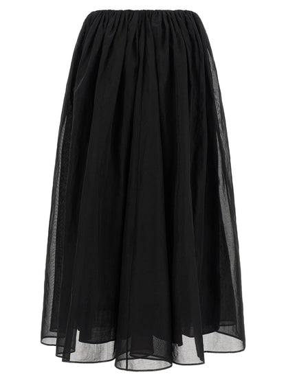 Skirt by Brunello Cucinelli for women in cotton black & transparent features an relaxed-yet-refined silhouette that elegantly showcases the Women's Flared Cotton Mini Skirt design and sophisticated mini.