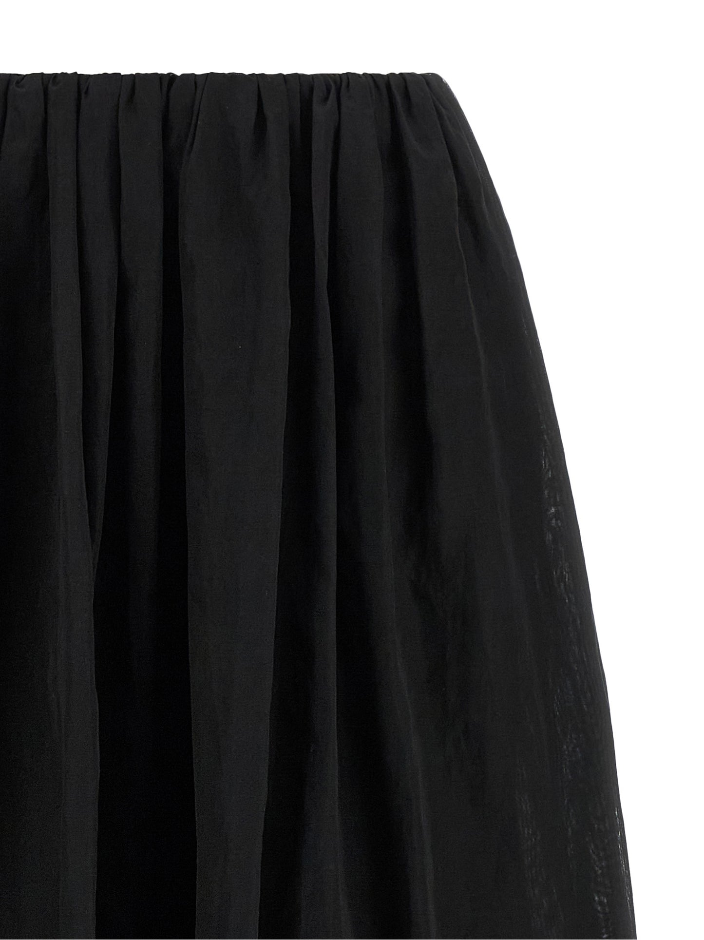 Skirt by Brunello Cucinelli for women in cotton black & transparent features a sublime silhouette, showcasing the sublime design of the Women's Flared Cotton Mini Skirt in a sophisticated mini.